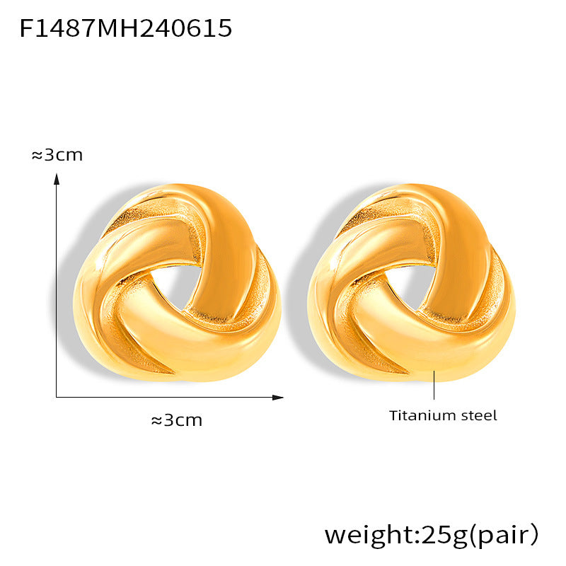 Twisted Triangular Stainless Steel Stud Earrings