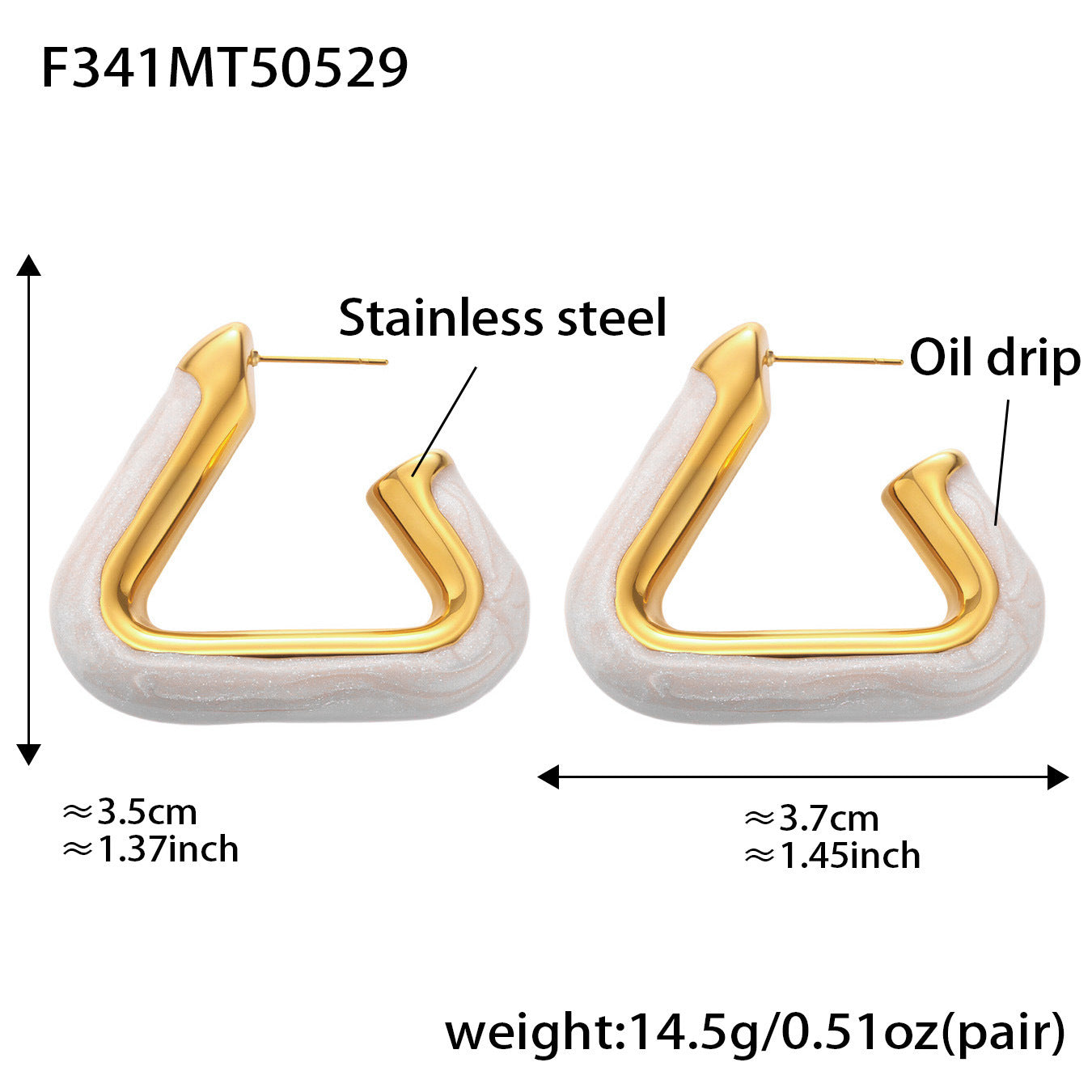Triangular  Oil Drop Hollow Earrings