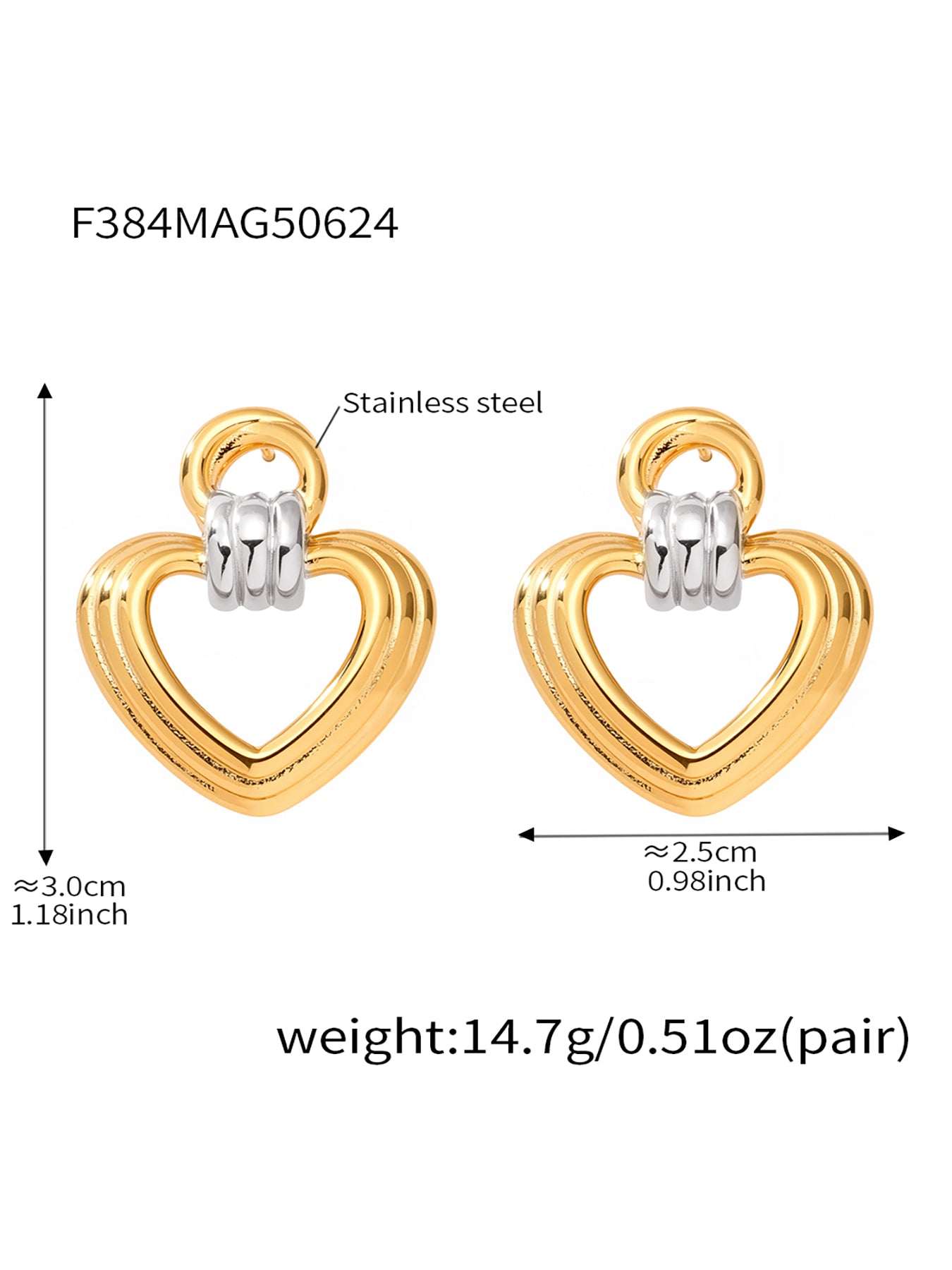 Stainless steel Heart-Shaped Earrings