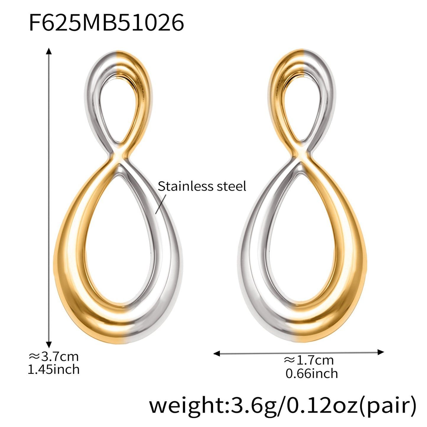 Simple Figure Eight Stainless Steel Polished Earrings