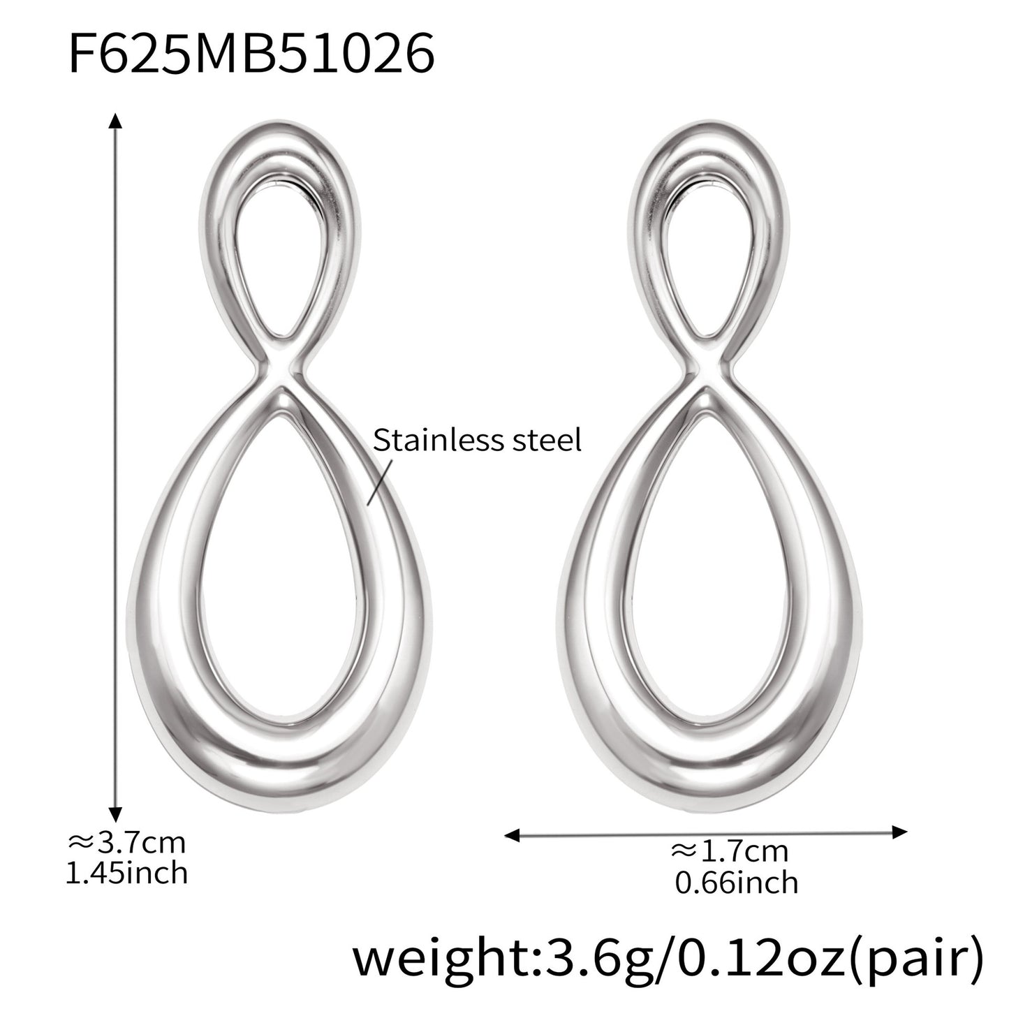 Simple Figure Eight Stainless Steel Polished Earrings