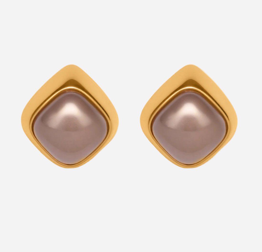 High end matte gray square earrings