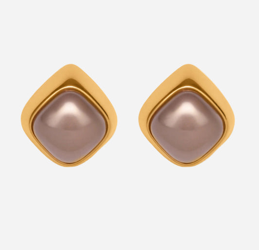 High end matte gray square earrings