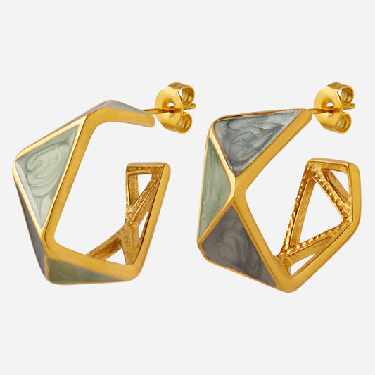 Fashion Enamel Oil Drop Geometric Earrings