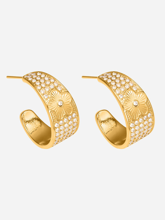 Pendientes Graceflow Hoops de acero inoxidable con circonitas