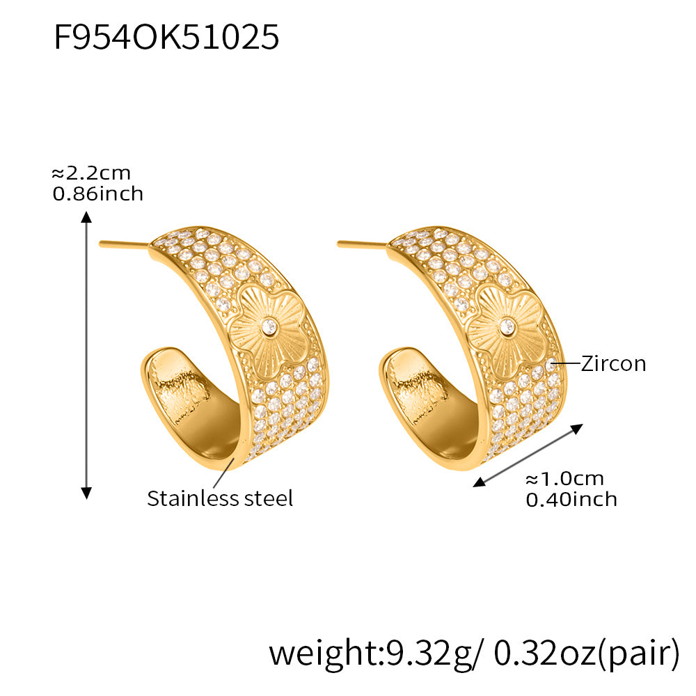 Pendientes Graceflow Hoops de acero inoxidable con circonitas