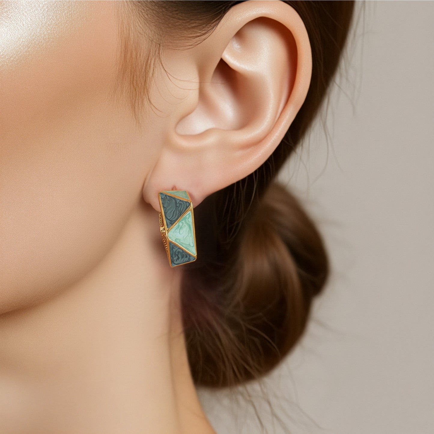 Fashion Enamel Oil Drop Geometric Earrings