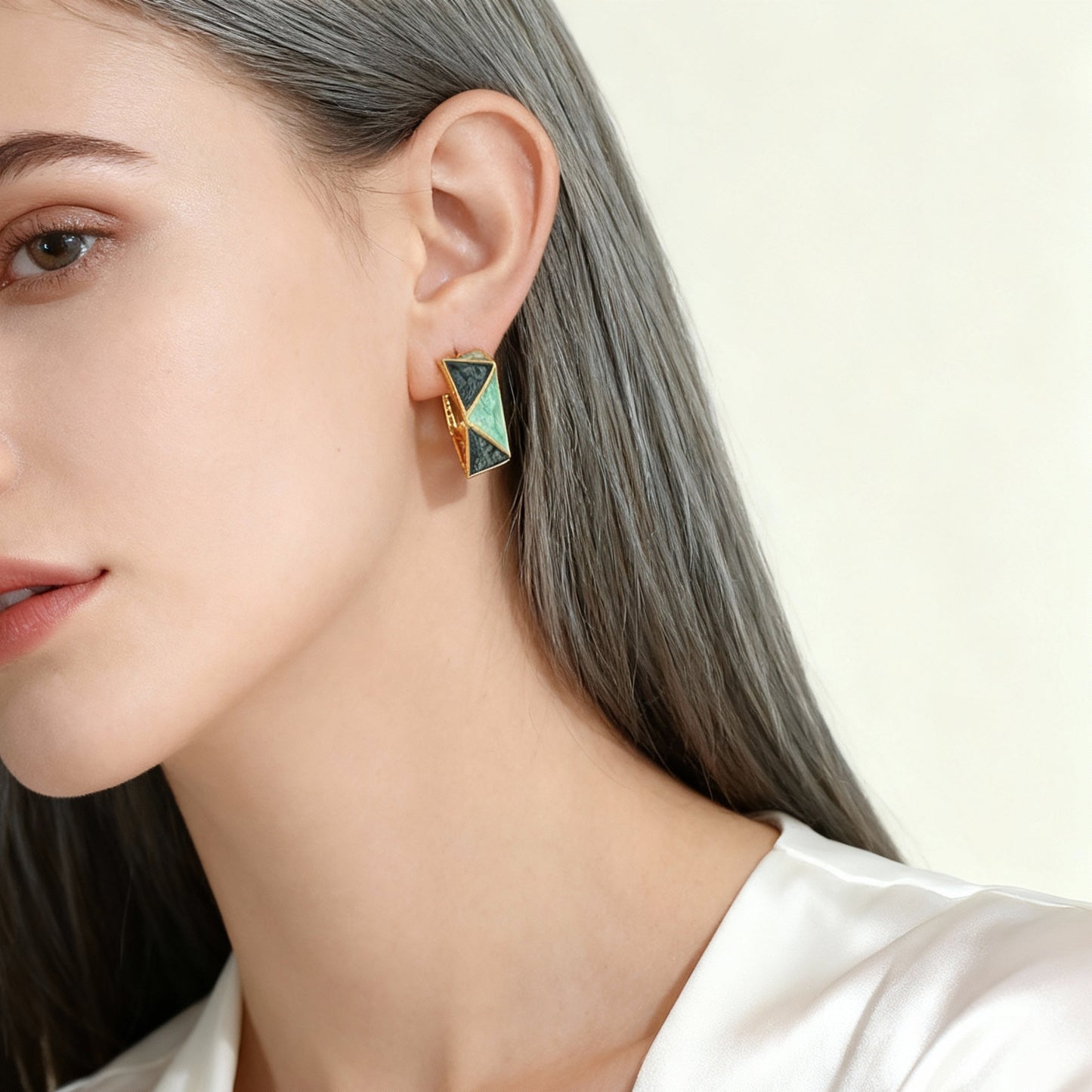 Pendientes geométricos de gota de aceite esmaltado de moda