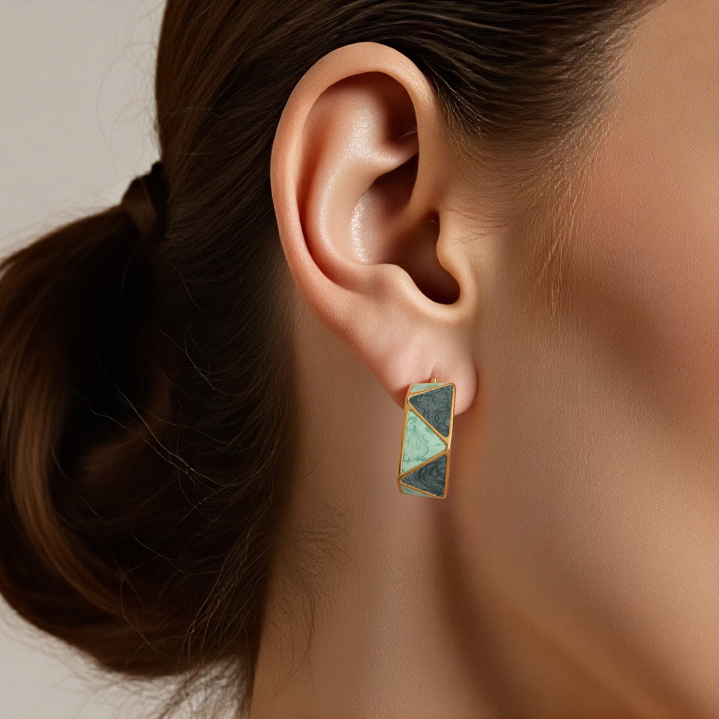 Fashion Enamel Oil Drop Geometric Earrings