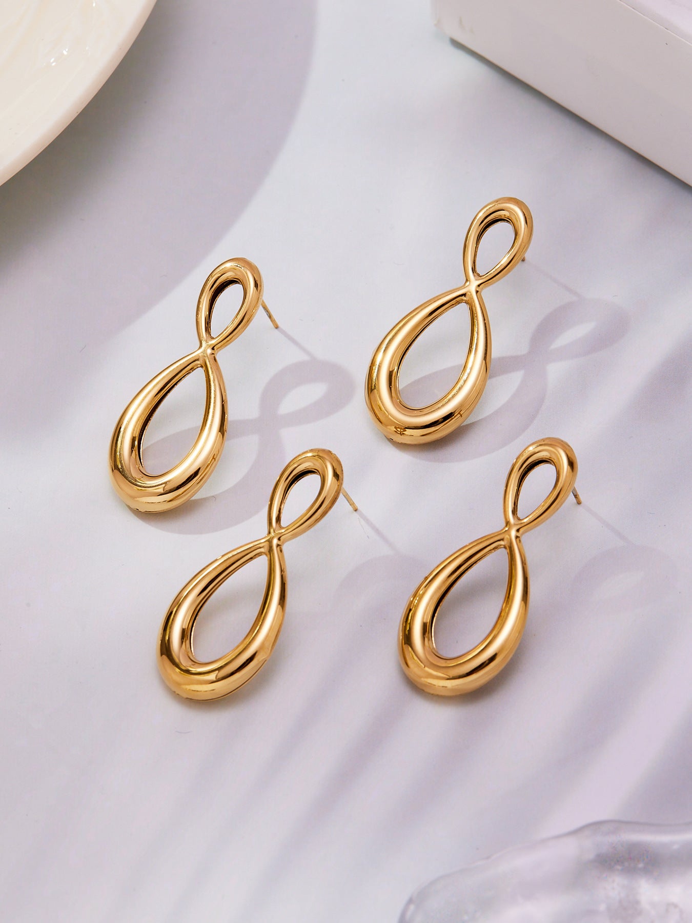 Simple Figure Eight Stainless Steel Polished Earrings