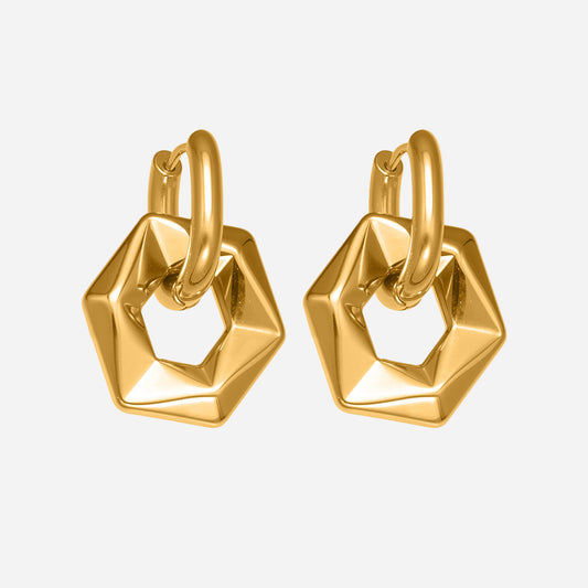 Pendientes hexagonales huecos de estilo moderno