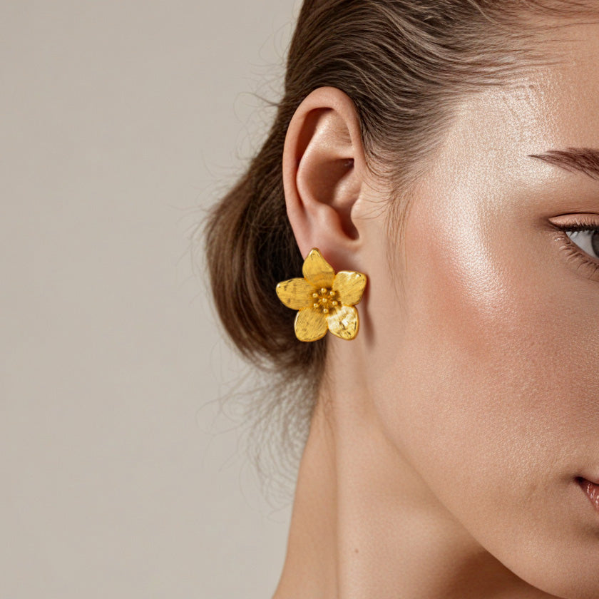 Gold Flower Earrings