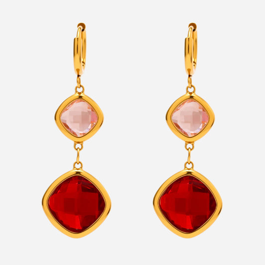 Simple Czech glass geometric earrings, translucent luster, exquisite handcraft, birthday holiday gift