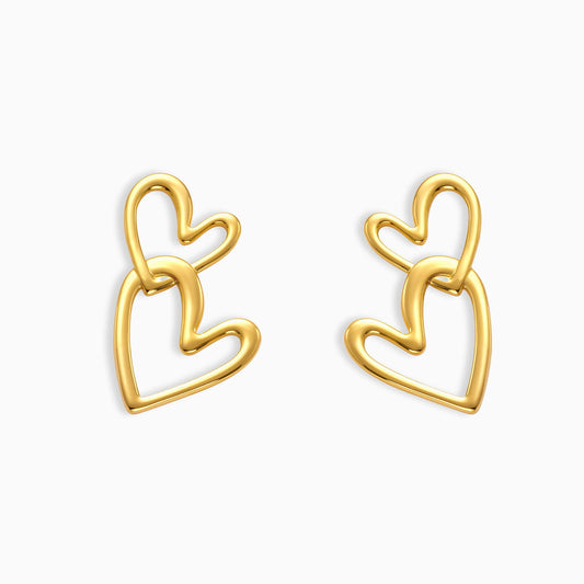 Classic and fresh double heart earrings