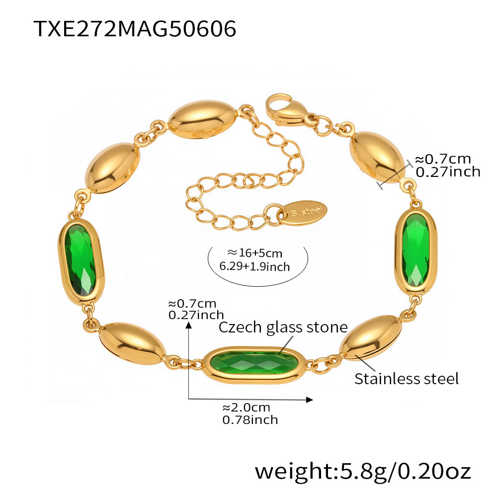TXE272 Green Czech Glass Bracelet Specifications – Material and Weight