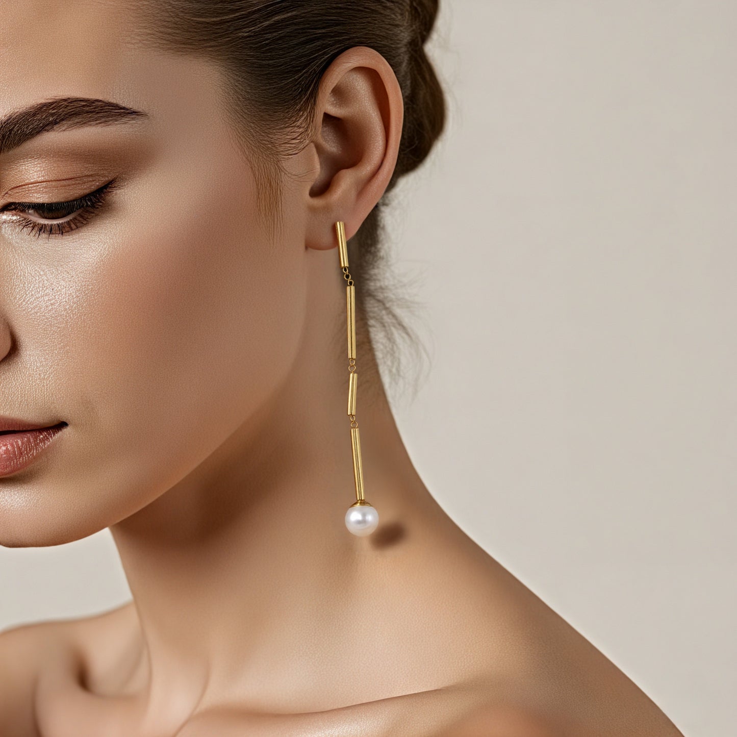 High-quality High-gloss Shell Bead Round Tube Splicing Long Earrings