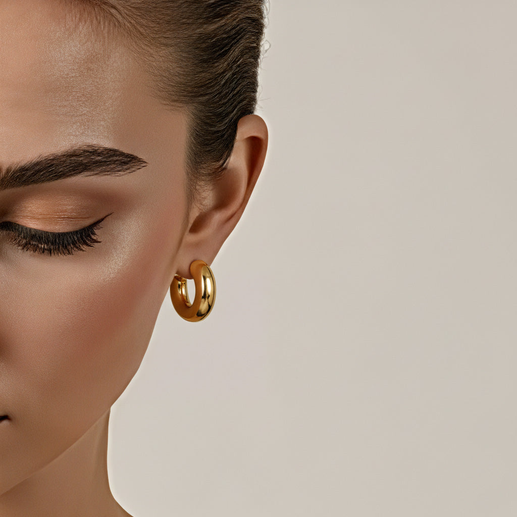 Hollow C-shaped Stainless steel Hoop Earrings