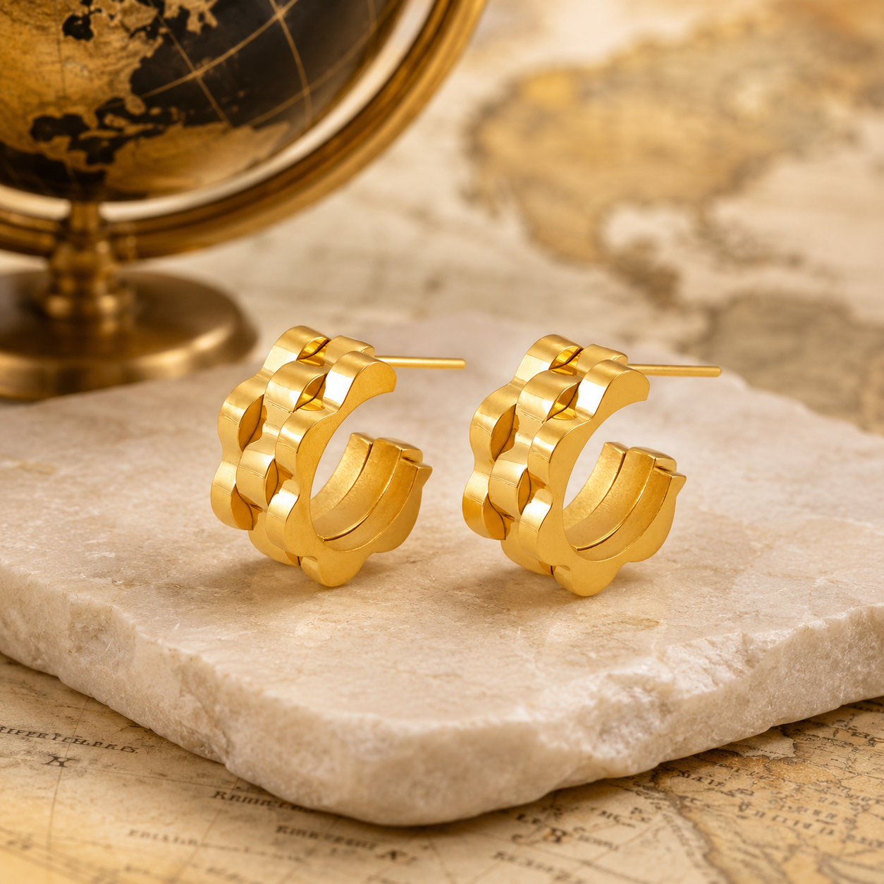Textured C-shaped Stud Earrings Stainless Steel