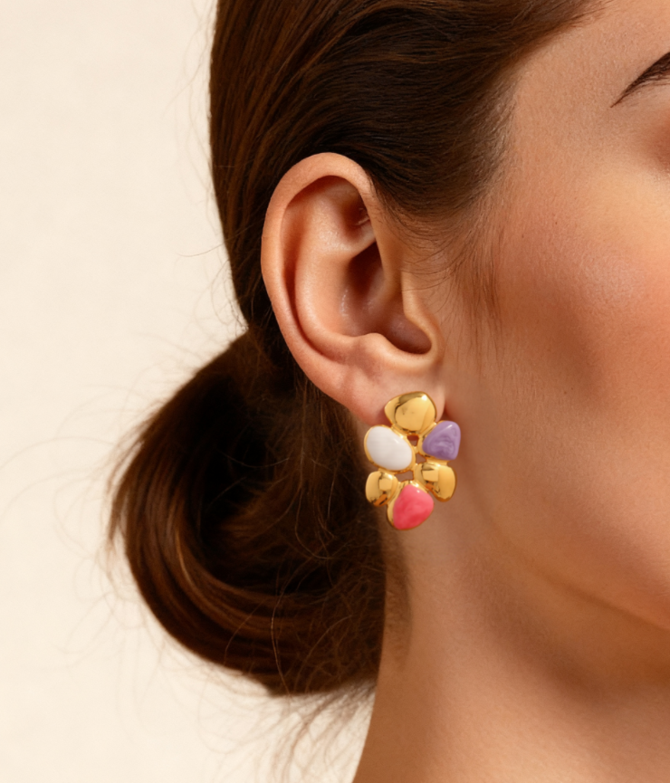 Irregular 0il Drip Stainless Steel Stud Earrings