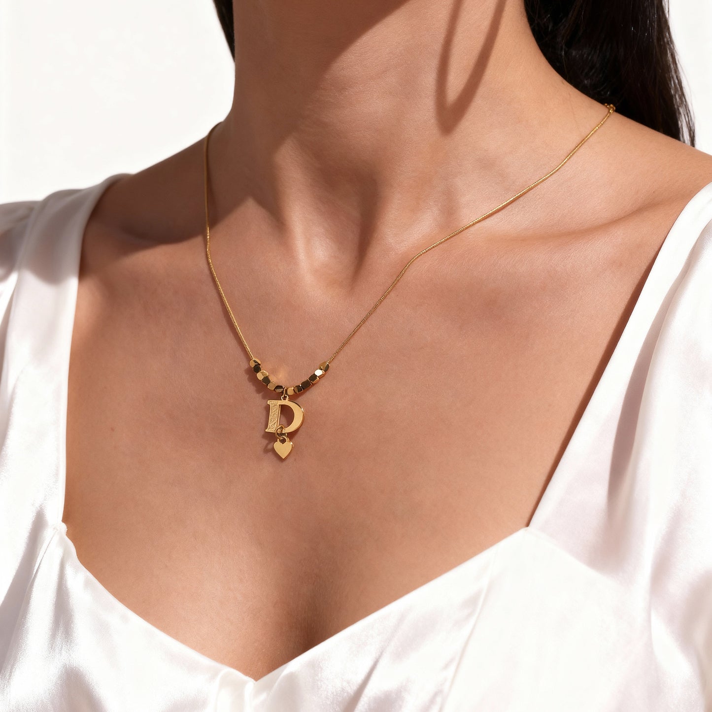 字母D不锈钢吊坠项链