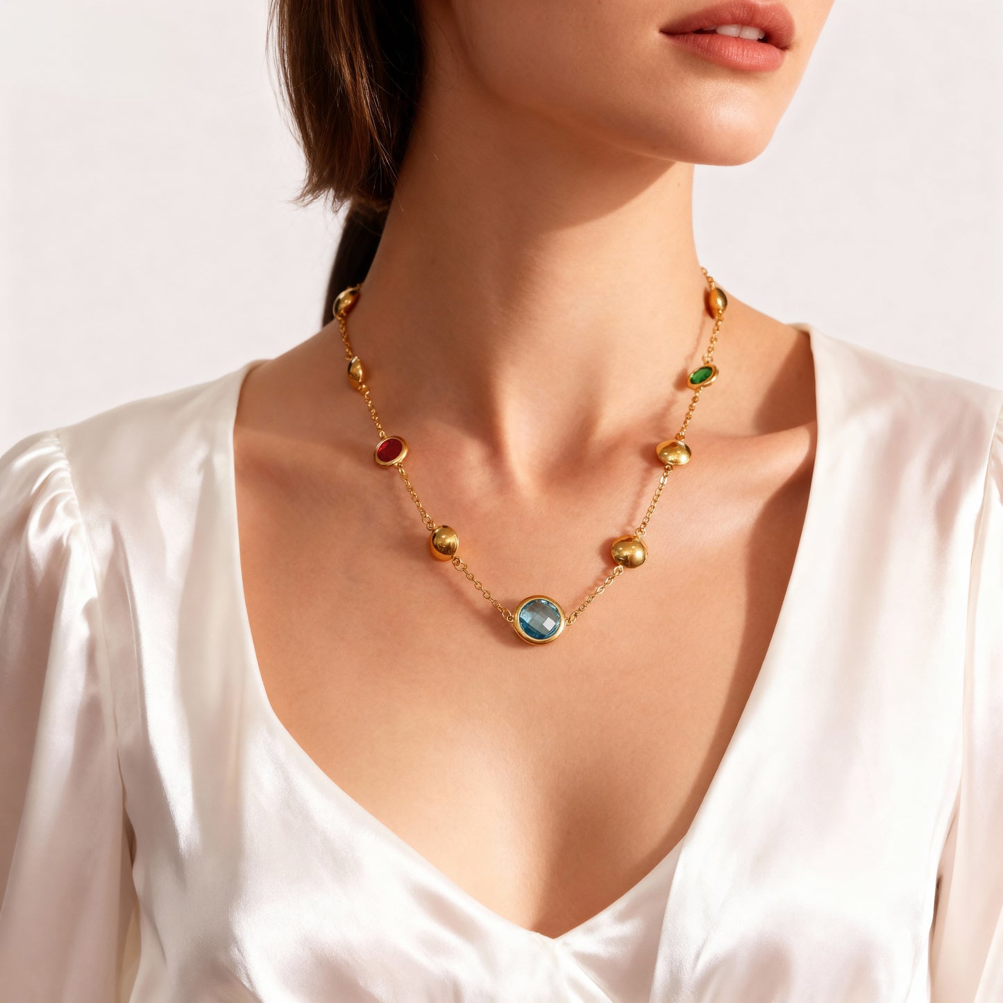 Collar de cristal marino con amuleto de la suerte | Colgante de cristal de playa hecho a mano para mujer 