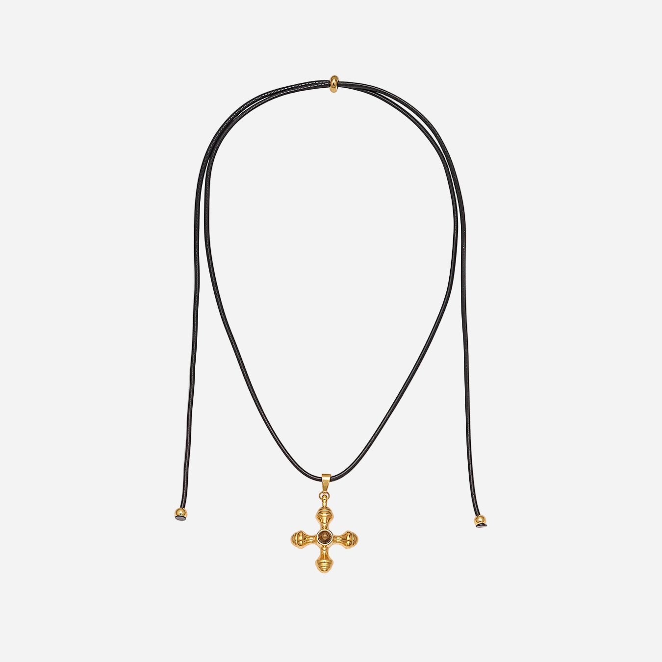 Collar largo con cruz de ojo de tigre natural Energy Guardian