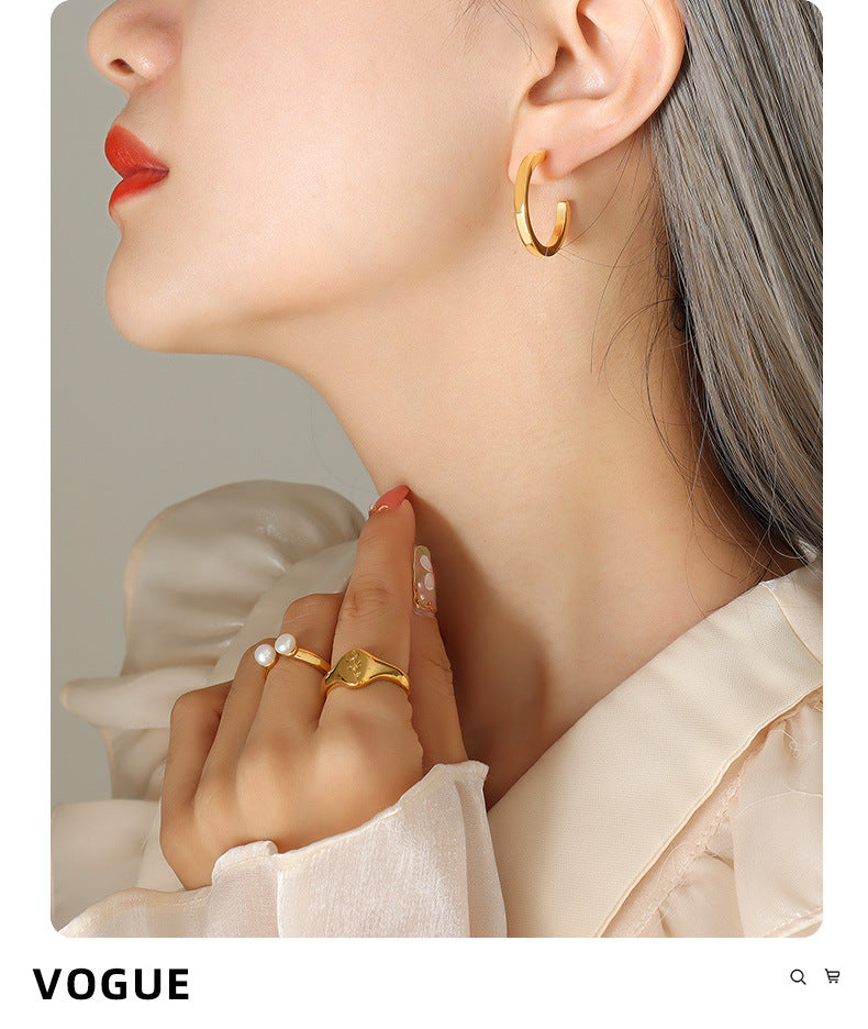 C-shaped open earrings magazine style all-match style - high-end geometric earrings