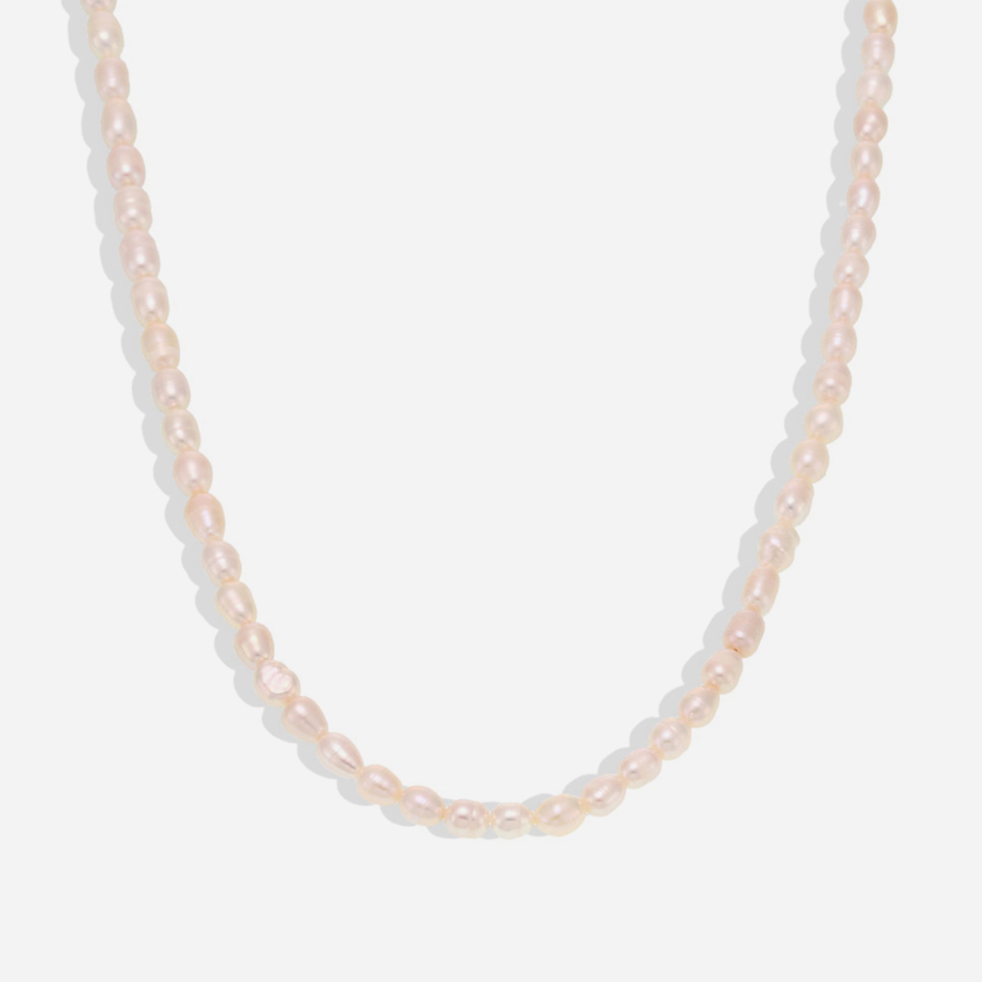 Natural Baroque Pearl Necklace with Gold Chain – White Background Product Photo