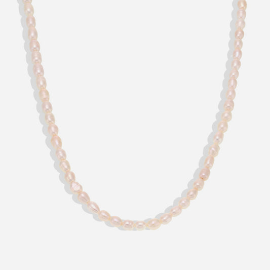 Natural Baroque Pearl Necklace with Gold Chain – White Background Product Photo