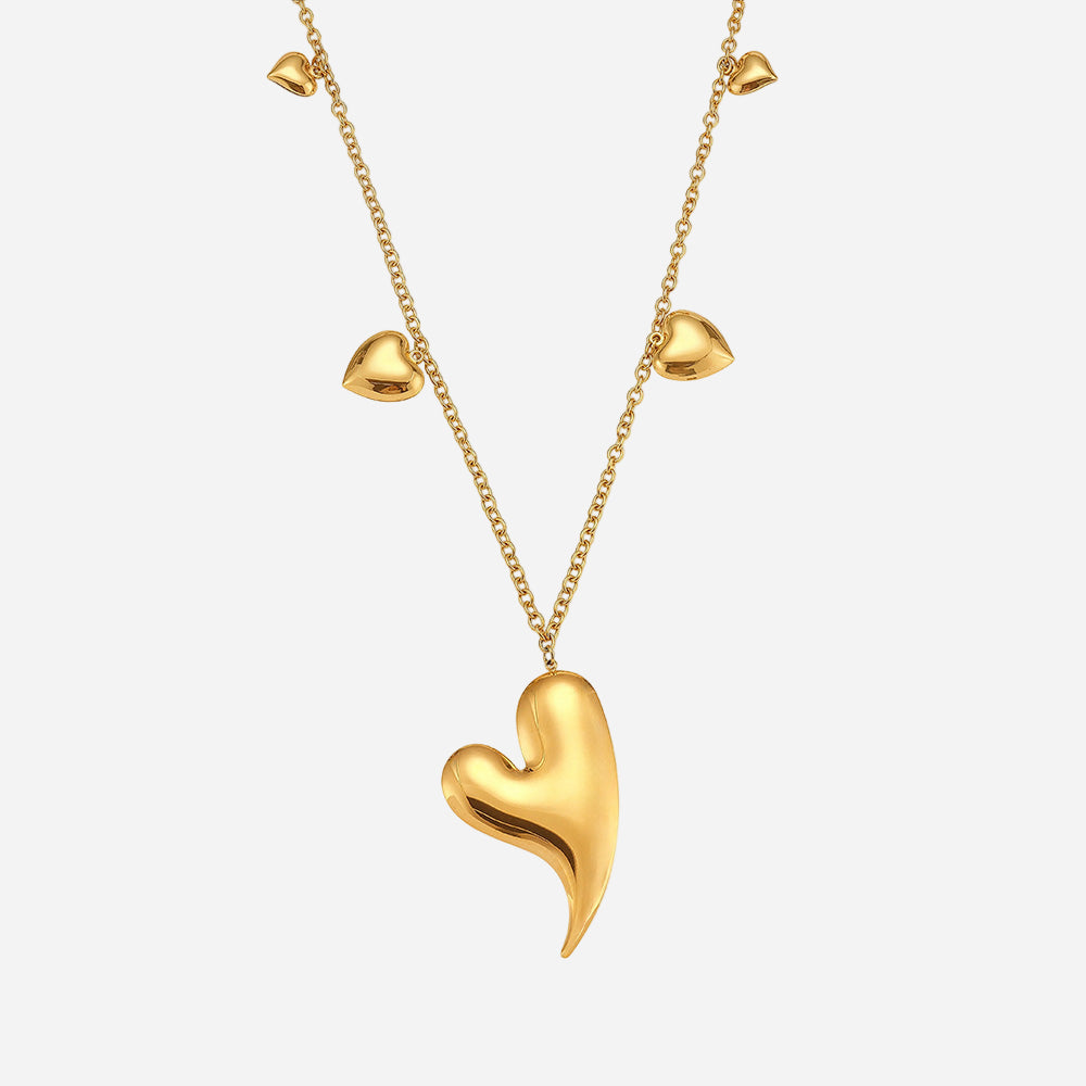 Shiny Heart Multi-Pendant Long Sweater Chain Necklace