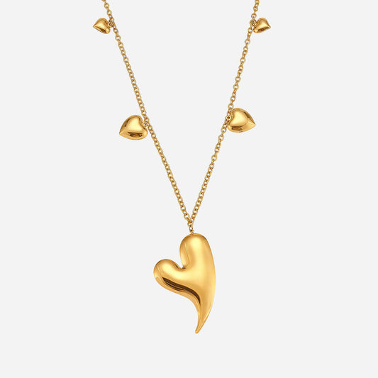 Shiny Heart Multi-Pendant Long Sweater Chain Necklace
