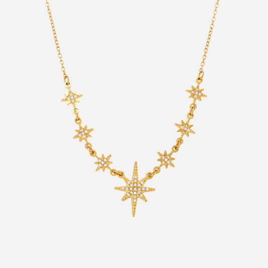 Zircon Eight-pointed Star Multi-accessory Clavicle Necklace Stainless Steel