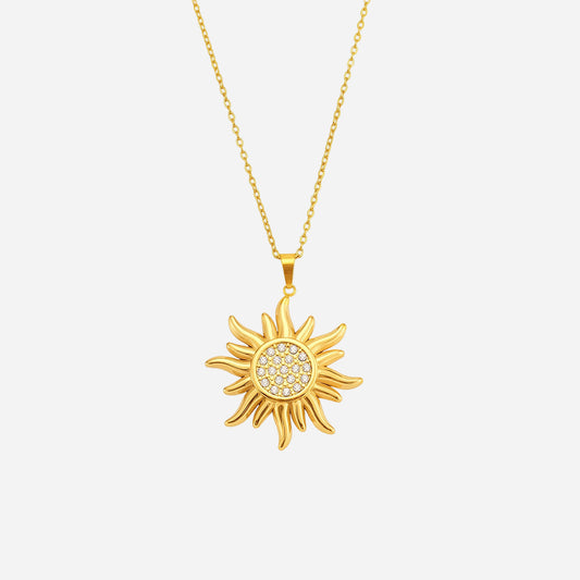 Super Shiny 5A Zircon Sun Pendant Necklace