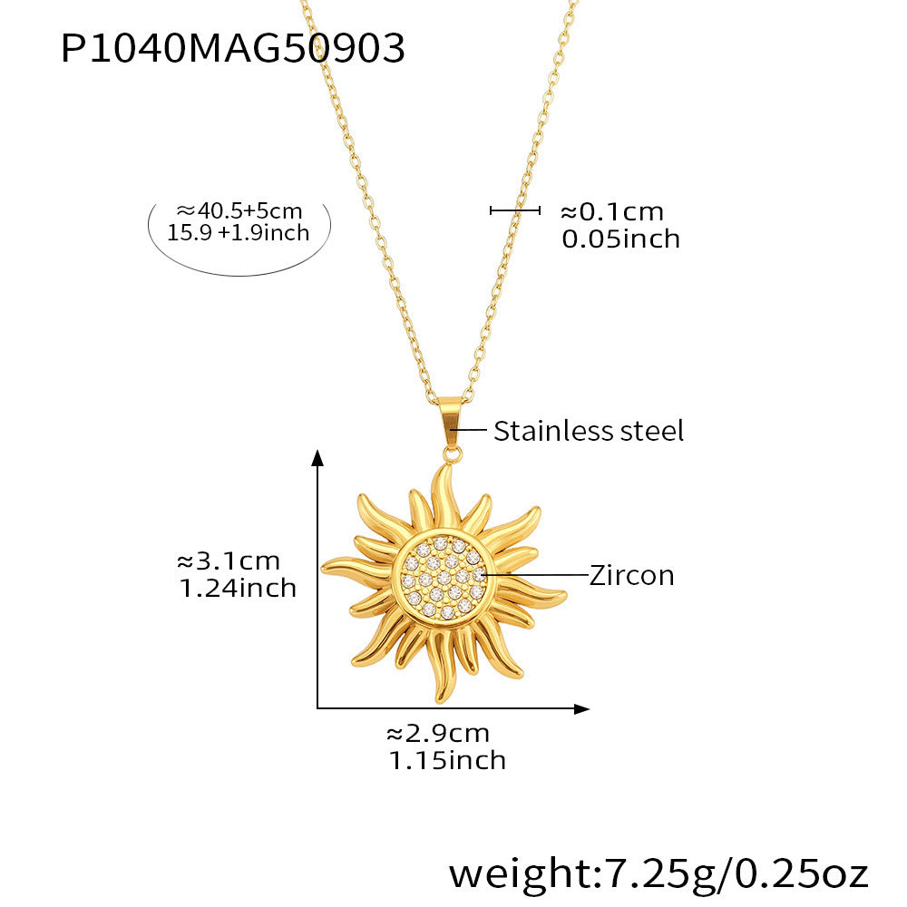 Super Shiny 5A Zircon Sun Pendant Necklace