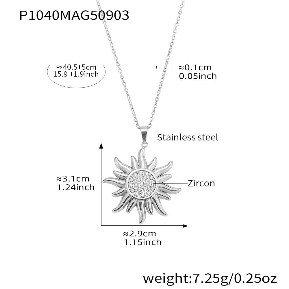 Super Shiny 5A Zircon Sun Pendant Necklace