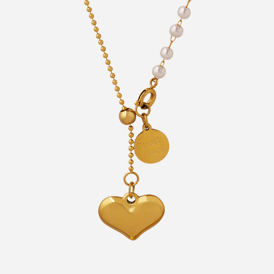Round Heart Necklace Tassel Clavicle Chain Necklace