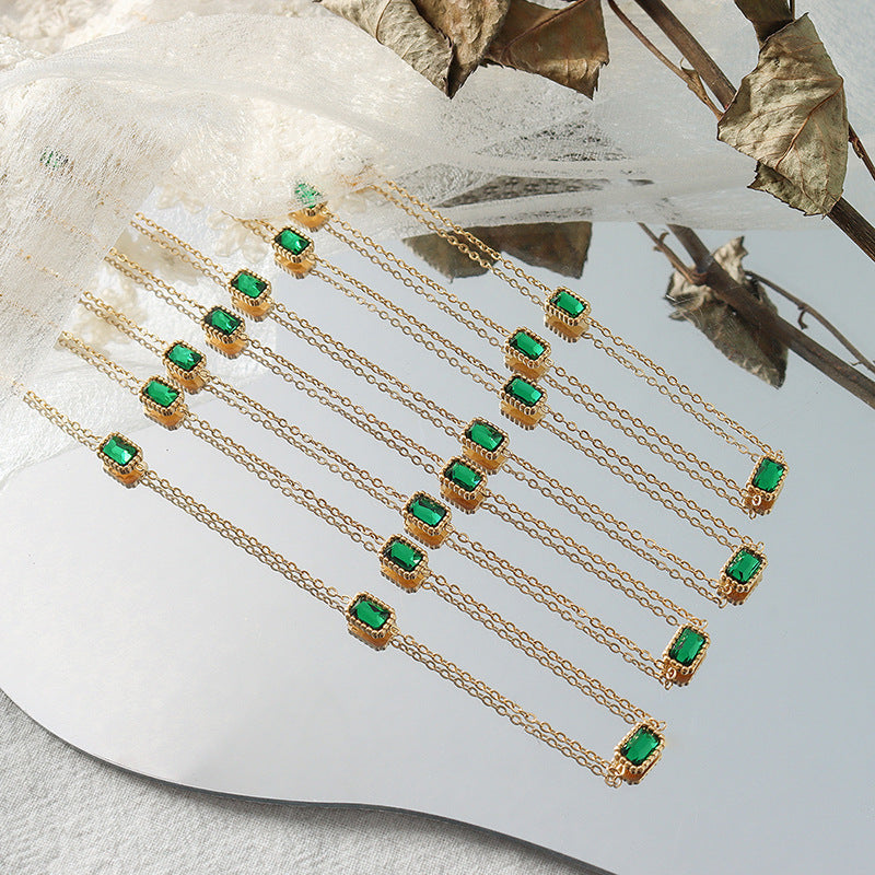 Stainless Steel Handmade Zircon Inlaid Necklaces