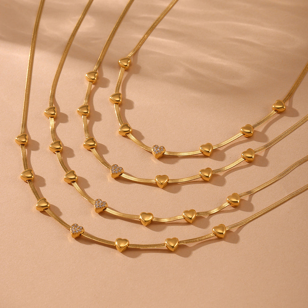 Little Love Zircon Charm Necklace | Multilayer Stainless Steel