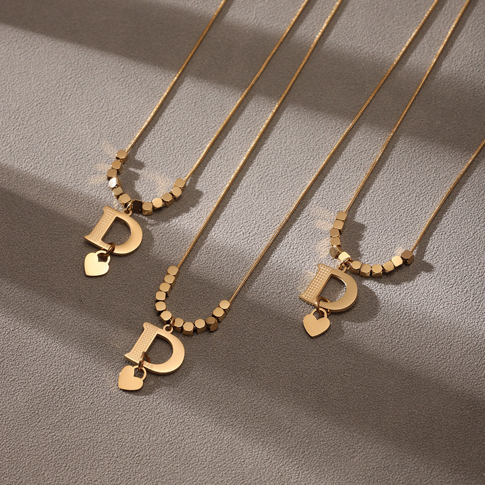 Letter D Stainless Steel Pendant Necklace