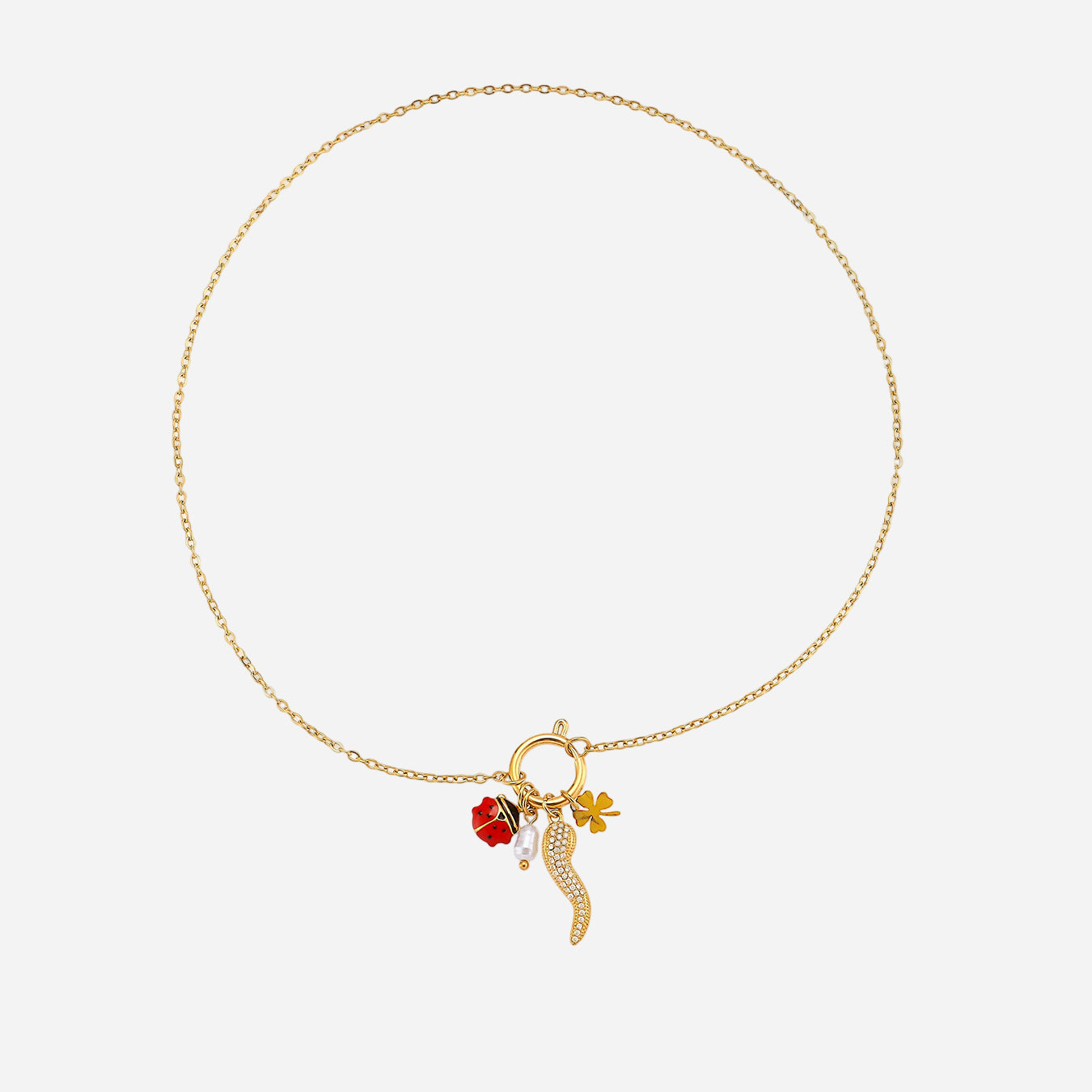 Small Pepper Zircon Pendant Necklace Stainless Steel