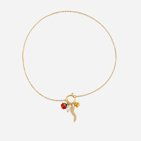 Small Pepper Zircon Pendant Necklace Stainless Steel