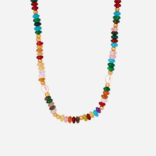 Natural Stone Beads Freshwater Pearl Necklace