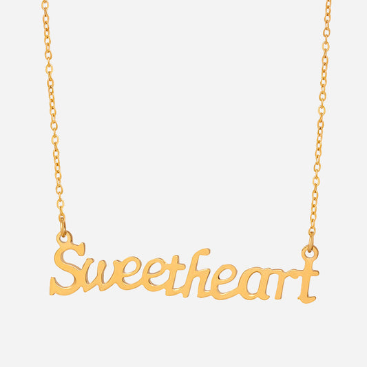 Stainless Steel Gold-plated Letter Pendant Necklace