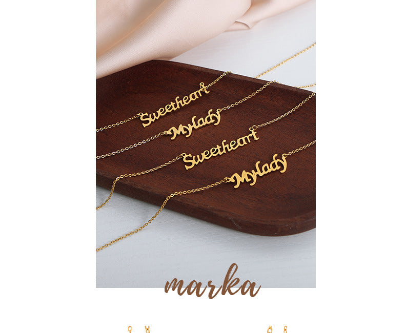 Stainless Steel Gold-plated Letter Pendant Necklace