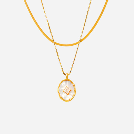 Retro Oval Zircon Necklace