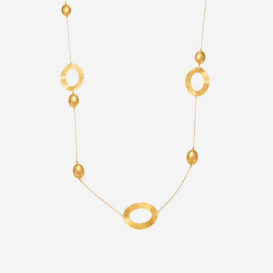 Hammered egg-Shaped Hollow Design Long Sweater Chain Necklace