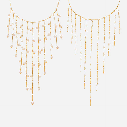 Freshwater Pearl Multi-Tassel Clavicle Necklace Stainless Steel