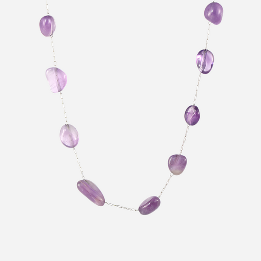 Stainless Steel Purple Natural Stone Necklace
