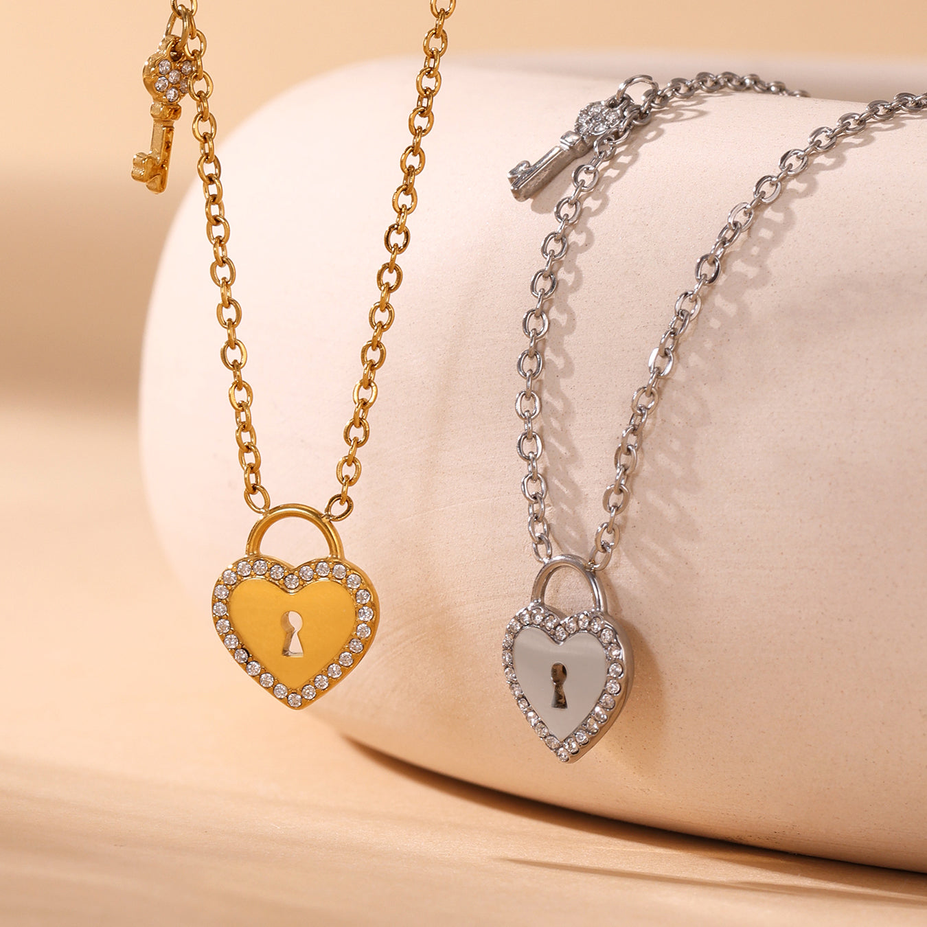 Heart Lock Key Charm Necklaces