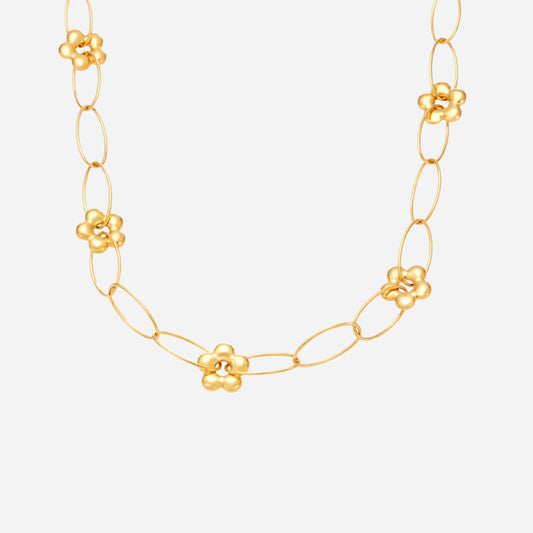 Stainless Steel Gold Flower Design Handmade Chain Necklace